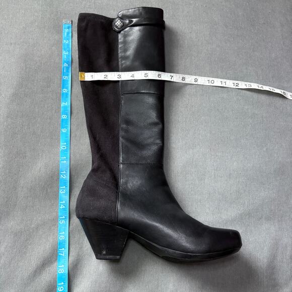 Dansko Black Leather Tall Wedge Boots 40 Minimalist Dark Academia Scandigirl - Picture 2 of 10